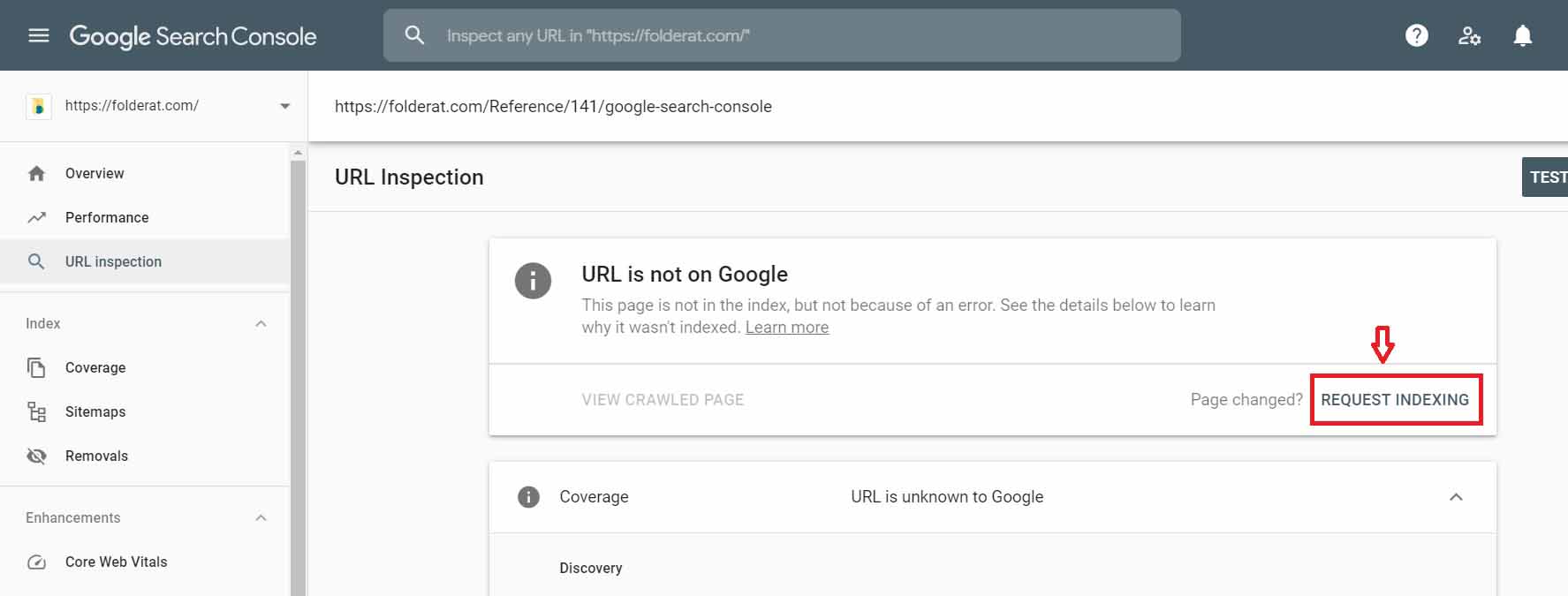 Google Search Console إضافة رابط الصفحة على جوجل