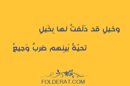 قصيدة الشاعر عمرو بن معد يكرب.وخيلٍ قد دَلَفتُ لها بِخَيلٍ