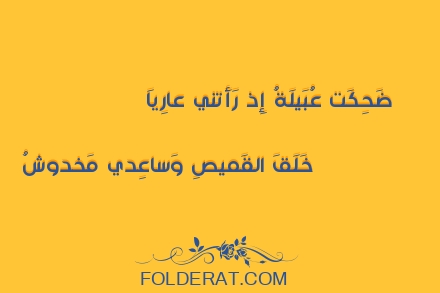 قصيدة الشاعر عنترة بن شداد. ضَحِكَت عُبَيلَةُ إِذ رَأَتني عارِياً .