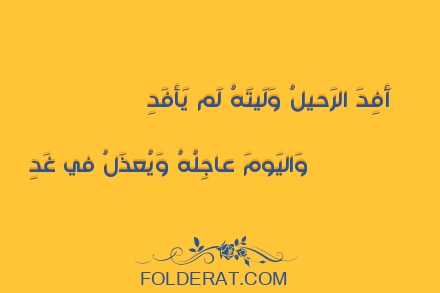 قصيدة الشاعر عمرو الباهلي. أَفِدَ الرَحيلُ وَلَيتَهُ لَم يَأفَدِ