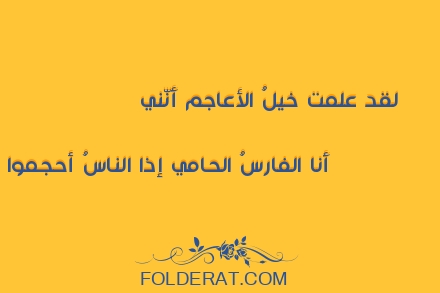 قصيدة الشاعر عمرو بن معد يكرب. لقد علمت خيلُ الأعاجم أَنّني