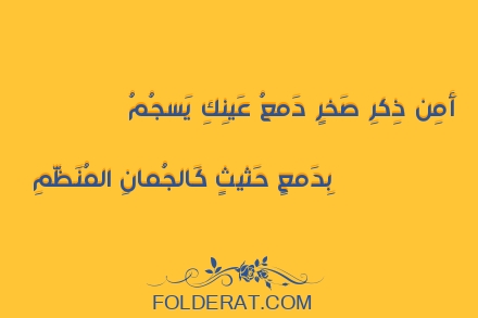 قصيدة الشاعر الخنساء. أَأَمِن ذِكرِ صَخرٍ دَمعُ عَينِكِ يَسجُمُ